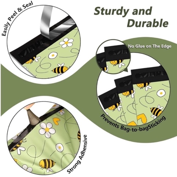 20 (12” x 15.5”) Large Bee and Flower Patterned Packaging Bag Mailers Poly Bags - Picture 2 of 4